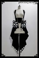 Ouji Lolita Outfit High Low Waist Cincher / Long Sleeve White Shirt / Striped Shorts / Bow Train ~ Rabbit Theater Corset Costume