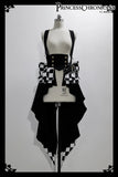 Ouji Lolita Outfit High Low Waist Cincher / Long Sleeve White Shirt / Striped Shorts / Bow Train ~ Rabbit Theater Corset Costume