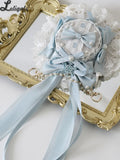Light Blue Mini Top Hat Christmas Princess Lace Bow Lolita Hat for Cosplay Women Hair Clip