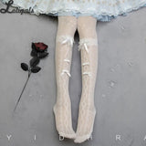 Sweet Bridal Pantyhose Long Lolita Summer Gothic Y2K Stockings with Bow-knot by Yidhra ~ Flower's Wedding Dress