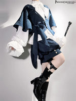 Ouji Lolita Outfit Vintage Royal Blue Hooded Cloak Cape / Bloomer Shorts / Vest by Princess Chronicles ~ Rabbit Run