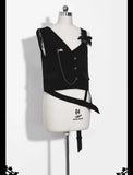 Retro Black Ouji Outfit Sweet Vest / Long Sleeve Shirt / Cropped Harem Pants by Princess Chronicles~ Secret Morning Post