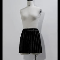 Ouji Lolita Outfit High Low Waist Cincher / Long Sleeve White Shirt / Striped Shorts / Bow Train ~ Rabbit Theater Corset Costume