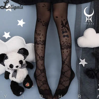 Sweet Wedding Tights Sheer Rose Pattern Lolita Pantyhose for Women by Yidhra ~ Nightingale & Rose