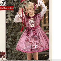 Pre-order Sweet Lolita OP Dress Casual Party Dress w. Detachable Long Sleeves ~ Hare Mallow