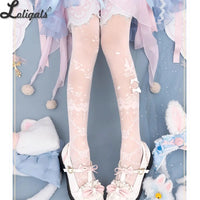 Sweet Wedding Tights Sheer Rose Pattern Lolita Pantyhose for Women by Yidhra ~ Nightingale & Rose