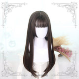 Hanako ~ Japanese Style Black Long Straight Wig with Bangs Cosplay Wig