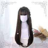 JaneNye ~ Harajuku Black Long Straight Wig with Bangs