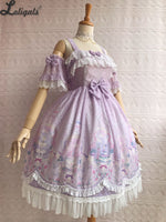 Unicorn's Secret Garden ~ Sweet Printed Lolita JSK Dress w. Detachable Sleeves by Yiliya