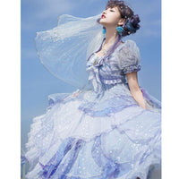 Lady from Deep Sea ~ Kirakira Chiffon Lolita Dress Short Sleeve Ombre Party Dress