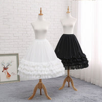 Ruffled Tea Length Lolita Petticoat Adjustable Crinoline Chiffon Underskirt