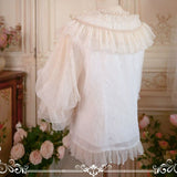 Sweet White Lolita Blouse Vintage Sheer Long Sleeve Chiffon Shirt for Women