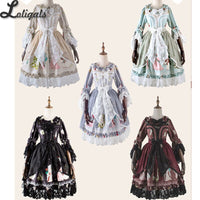 Ada's Flower ~ Vintage Printed Flare Sleeve Lolita Dress by Magic Tea Party