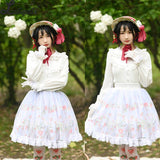 Sweet Short Sky Blue Skirt Mori Girl Strawberry Printed A line Lolita Skirt