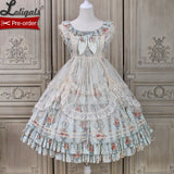 Kitten & Flower ~ Classic Country Style Lolita JSK Dress Printed Midi Party Dress by Alice Girl ~ Pre-order