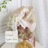 Sweet Lolita Straw Hat with Bow Decor Summer Beach Sun Hat
