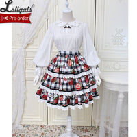 Strawberry & Plaid ~ Long Sleeve Peter Pan Collar Lolita Blouse by Alice Girl ~ Pre-order