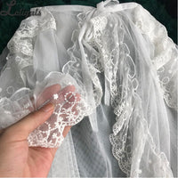 Double Layered Lolita Apron Mesh Waist Curtain Vintage Overlay Skirt