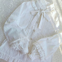 Sweet Ruffled Collar Long Sleeve Lolita Cotton Shirt by Yiliya