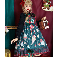 Christmas Donut ~ Sweet Printed Lolita Dress High Waisted Casual Summer Dress by Infanta