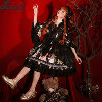 Ada's Flower ~ Vintage Printed Flare Sleeve Lolita Dress by Magic Tea Party