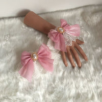 Sweet Lolita Bracelets Lace Cuffs Cute Hand-wear with Bow