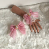 Sweet Lolita Bracelets Lace Cuffs Cute Hand-wear with Bow
