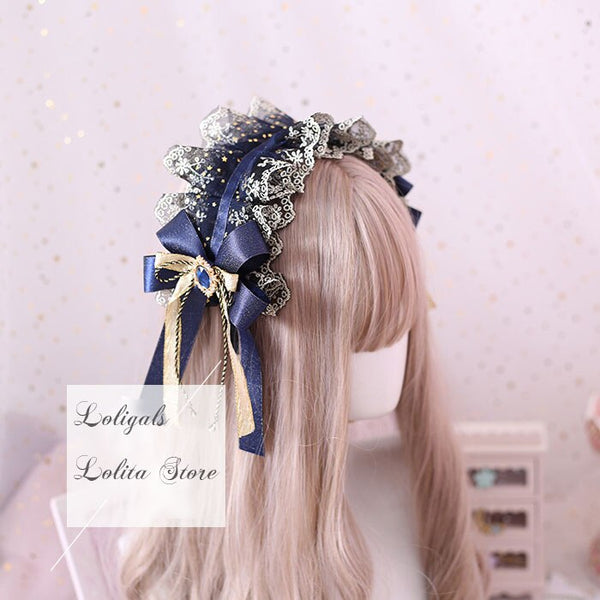 Star & Moon ~ Sweet Navy Blue Lolita Headband Cute Accessories
