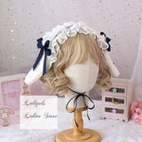 Sweet Lolita Ruffled Headband with Detachable Long Rabbit Ears Cute Mori Girl KC Headdress