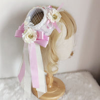 Sweet Mini Top Hat Lolita Fascinator Hair Clip with Ribbons