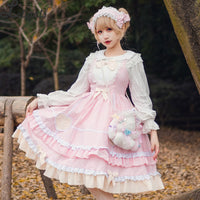 Little Pudding ~ Classic Lolita JSK Dress Cotton Midi Party Dress