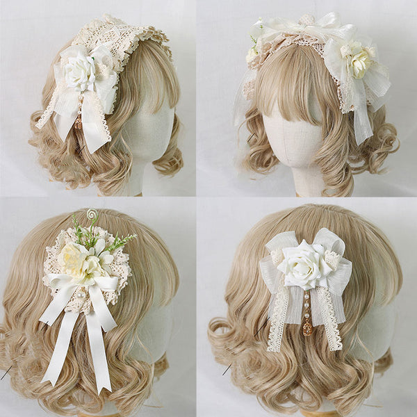 Lolita Rosette Headpiece Lace Head Accessories for Wedding