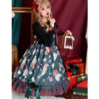 Christmas Donut ~ Sweet Printed Lolita Dress High Waisted Casual Summer Dress by Infanta