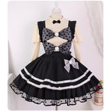 Pre-order ~ Little Wild Cat ~ Cute Lolita Overall Skirt w. Big Bows by Alice Girl