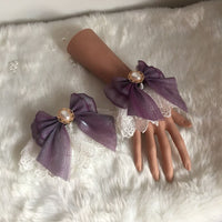 Sweet Lolita Bracelets Lace Cuffs Cute Hand-wear with Bow