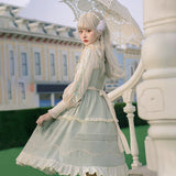 The Hibiscus in March ~ Mint Classic Lolita JSK Dress & Cotton Blouse