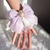 Sweet Lolita Bracelets Lace Cuffs Cute Hand-wear with Bow