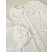 Sweet Lolita Shirt Peter Pan Collar Long Sleeve Fleeced Blouse for Women
