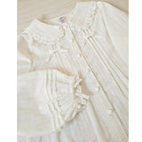 Sweet Lolita Shirt Peter Pan Collar Long Sleeve Fleeced Blouse for Women