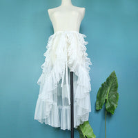 Sheer Lolita Apron Ruffled Waist Curtain Vintage Mesh Overlay Skirt