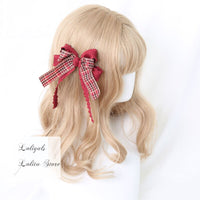 Red Plaid Lolita Headpiece Sweet Accessories Hair Clip Mini Top Hat