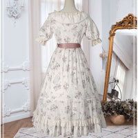 Endless Love ~ Elegant Floral Printed Summer Dress Short Sleeve Long Lolita Dress YLF