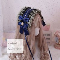 Gothic Lolita Headband Ruffled Lace Hairband with Chain