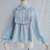 Sweet Lolita Shirt Cotton Long Sleeve Jacquard Blouse