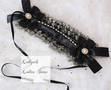 Gothic Lolita Headband Ruffled Lace Hairband with Chain