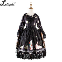 Ada's Flower ~ Vintage Printed Flare Sleeve Lolita Dress by Magic Tea Party