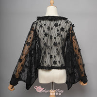 Fireworks Show ~ Kimono Style Black Lace Blouse by Magic Tea Party