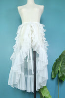 Sheer Lolita Apron Ruffled Waist Curtain Vintage Mesh Overlay Skirt