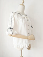 Short Sleeve Chiffon Shirt Ruffled Half Sleeve Lolita Blouse