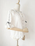 Short Sleeve Chiffon Shirt Ruffled Half Sleeve Lolita Blouse